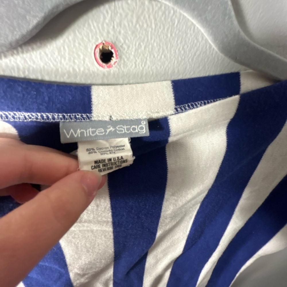 Vintage White Stag Blue and White Striped Tee - Picture 3 of 5